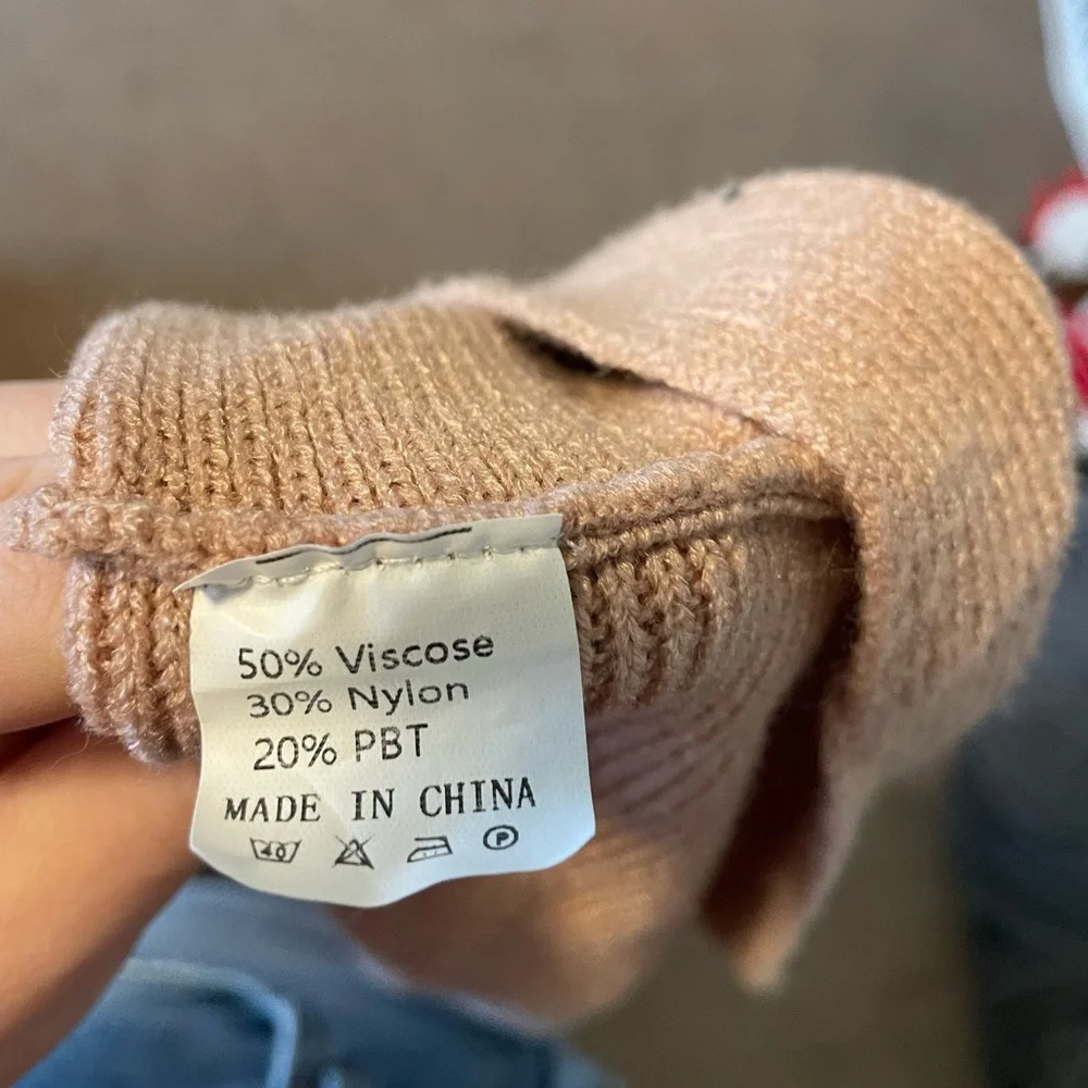 Tan Ribbed Oversized Turtleneck - Picture 5 of 5